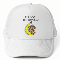 Twin Girls Banana Monkey 1st Birthday Hats