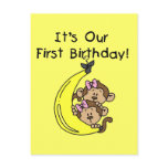 Twin Girls Banana Monkey 1st Birthday postcards