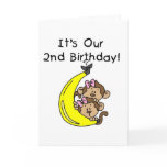 Twin Girls Banana Monkeys 2nd Birthday cards