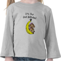 Twin Girls Banana Monkeys 2nd Birthday Shirts