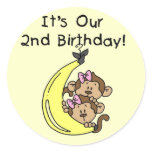 Twin Girls Banana Monkeys 2nd Birthday stickers
