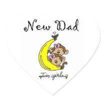 Twin Girls New Dad Gifts Heart Sticker