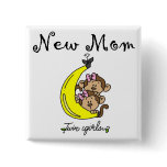 Twin Girls New Mum T-shirts and Gifts buttons