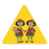 Twin Girls Triangle Stickers