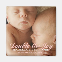 Twin Girls Sweet Photo Announcement Magnet