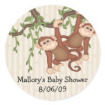 Twin Monkeys Baby Shower stickers