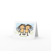 Twin Monkeys Thank You Card