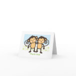 Twin Monkeys Thank You Card