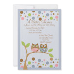 Twin Owl Baby Shower Invitation