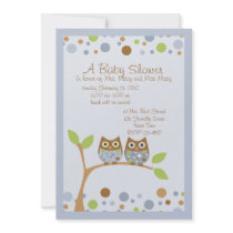 Twin Owl Baby Shower Invitation