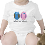 Twin Owls Blue Pink t-shirts