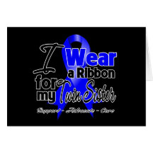 Twin Sister - Colon Cancer Ribbon Greeting Cards