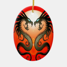 Twin Tribal Dragons Ornaments
