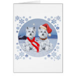 Twin Westies on a Wintry Evening Card