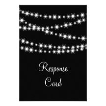 Twinkle Lights RSVP with menu (black) Invitation