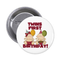 Twins 1st Birthday Boy/Girl T-shirts and Gifts Button