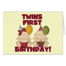Twins 1st Birthday Boy/Girl T-shirts and Gifts Greeting Cards