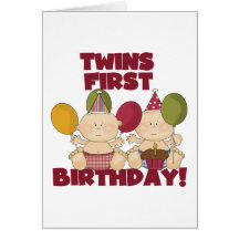 Twins 1st Birthday - Boys T-shirts and Gifts Greeting Cards