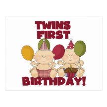 Twins 1st Birthday - Boys T-shirts and Gifts Postcards