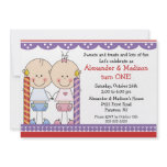 Twins 1st Birthday Invitation