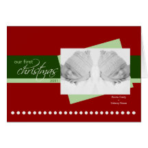 Twins 1st Christmas Holiday Card (red)