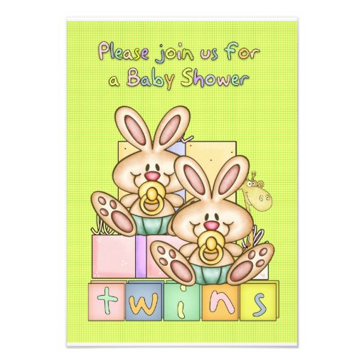 Twins Baby Shower - Baby Shower Card For Twins Custom Invites