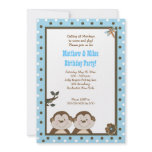 TWINS Bambino Monkey 5x7 Birthday Personalized Invite