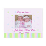 Twins birth announcement card