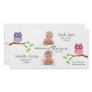 Twins Birth Announcement with Owls Photo Card Template