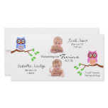 Twins Birth Announcement with Owls photo cards