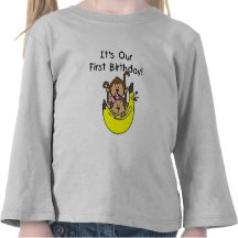 Twins - Boy and Girl Monkey 1st Birthday T-shirts