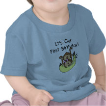 Twins - Boy and Girl Monkey 1st Birthday Tees