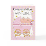 Twins - Congratulations Twin Girls In A Pram cards