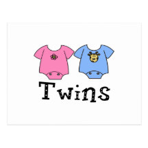 Twins Cute Bodysuit 1 girl & 1 Boy Post Cards