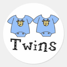 Twins Cute Bodysuit 2 boys Round Sticker