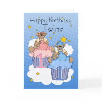 Twins First Birthday Card - Two Little Bears