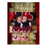 Twins First Christmas Postcard