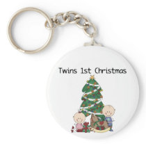 Twins First Christmas Tshirts and Gifts Key Chain