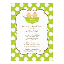 Twins Girls Baby Shower Invitation Little Pea Pod