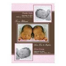 Twins Girls Girl Birth Announcement
