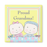 Twins in Crib, Girl and Boy Grandma Magnet