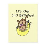 Twins Monkey Boy and Girl 2nd Birthday postcards