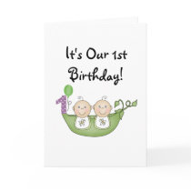 Twins Peas in a Pod  First Birthday Card