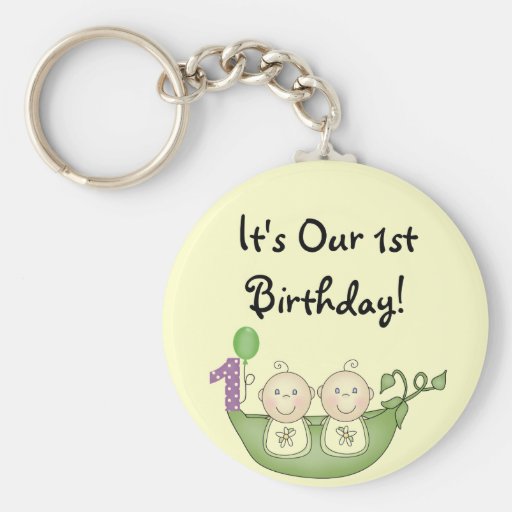 Twins Peas in a Pod  First Birthday Keychains