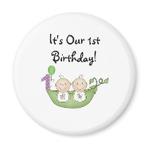 Twins Peas in a Pod  First Birthday Magnet
