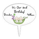 Twins Peas in Pod 2nd Birthday Cake Topper