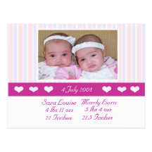 Twins Photo Birth Announcement Postcards