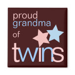 Twins Pink Blue Brown Proud Grandma Magnet