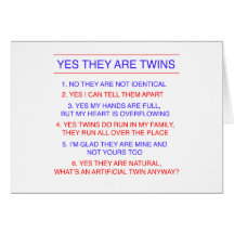 Twins Questions Fraternal Greeting Cards