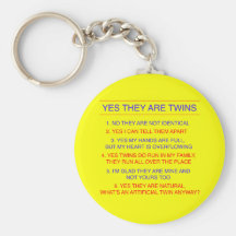 Twins Questions Fraternal Yellow Keychain